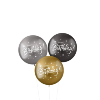 Happy Birthday XL Latexballonger Metallisk Mix
