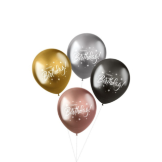 Happy Birthday Metalliska Latexballonger