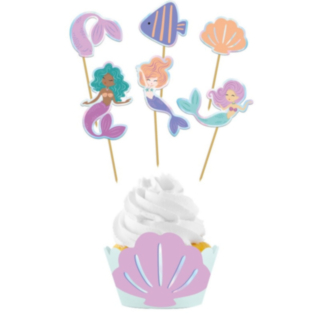 Sjöjungfru Cupcake Wrappers & Dekorationer