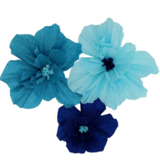Crepe Pappersblommor Blå Mix