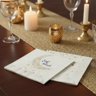 Eid Mubarak Servetter Vit/Guld