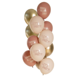 Golden Blossom Happy Birthday Latexballonger