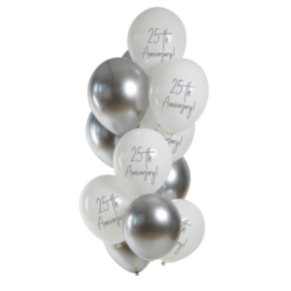 Silverbröllop Latexballonger Silver/Vit