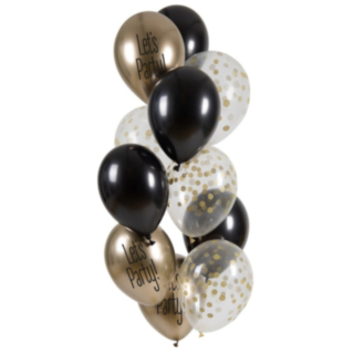 Let's Party Latexballonger Svart/Guld