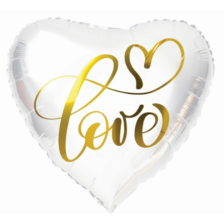 Love Folieballong Vit/Guld