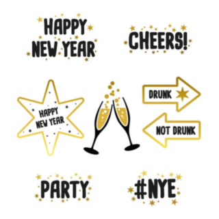 Happy New Year Fönsterklistermärken Svart/Guld