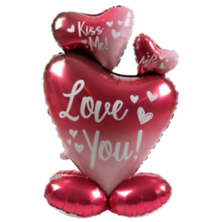 Love You Stående Hjärta Folieballong