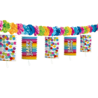 Rainbow Birthday Lyktor Girlang