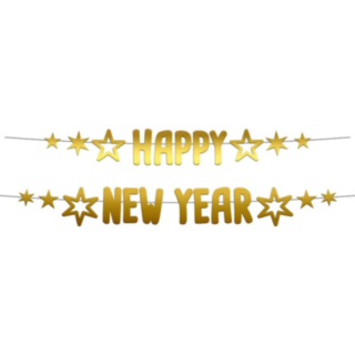 Happy New Year Girlang Guld