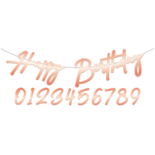 Personlig Happy Birthday Girlang Roséguld