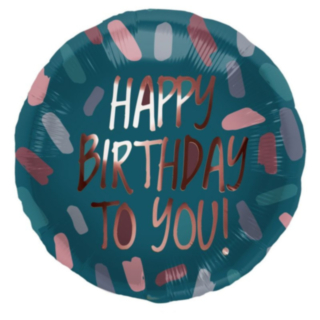 Happy Birthday Folieballong Petroleum/Rosa