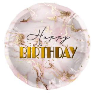 Happy Birthday Folieballong Ljusrosa/Guld