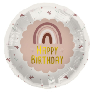 Happy Birthday Folieballong Regnbåge Rosa