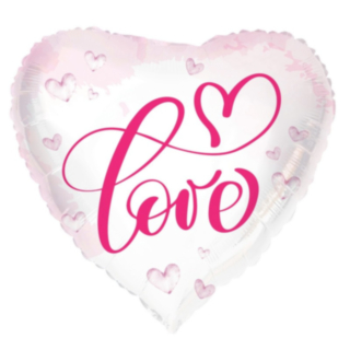 Love Folieballong Rosa/Vit