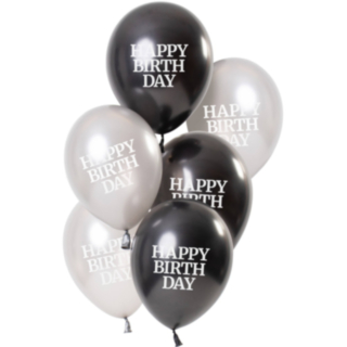Ballongbukett Happy Birthday Glossy Matt Black