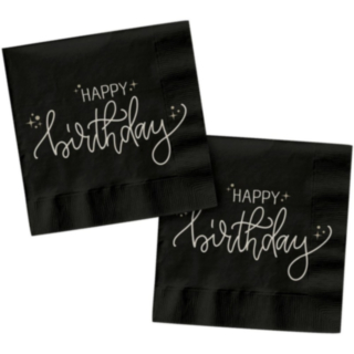 Happy Birthday Servetter Svart