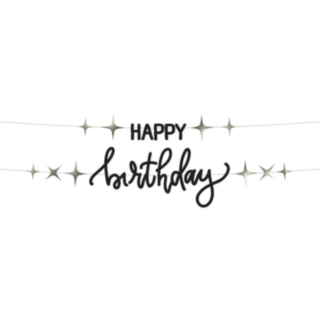 Happy Birthday Bokstavsgirlang Svart