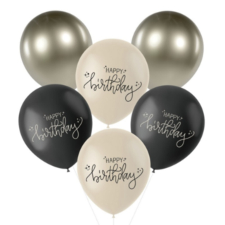 Happy Birthday Latexballonger Crème Noir