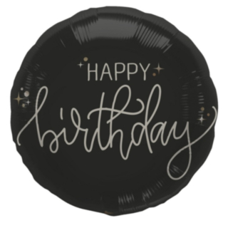 Happy Birthday Folieballong Svart