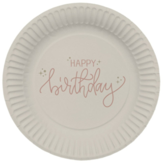 Happy Birthday Pappers­tallrikar Crème Rose