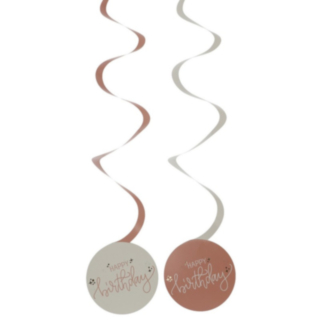 Happy Birthday Swirls Gräddvit/Rosa