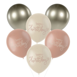 Happy Birthday Latexballonger Crème Rose