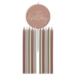 Happy Birthday Tårtljus Crème Rose
