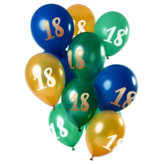 18 År Ballonger Mix Grön/Guld