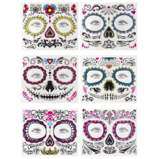 Día De Los Muertos Falska Ansiktstatueringar
