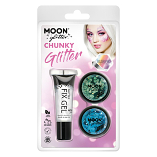 Chunky Glitter Sminkset Grön/Blå