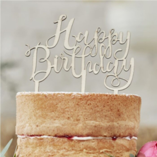 Happy Birthday Trä Tårttopper