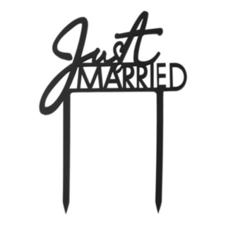 Just Married Akryl Tårttopper Svart