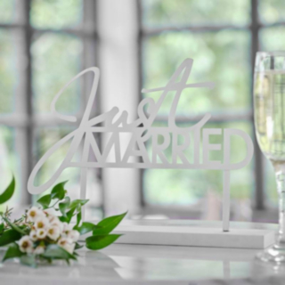Just Married Trä Bordsskylt Vit