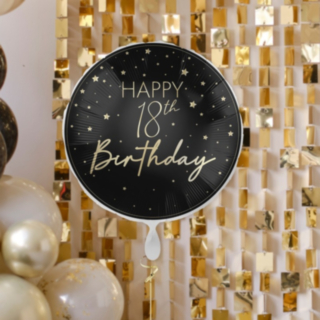 Happy 18th Birthday Folieballong Svart/Guld