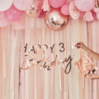 Happy Birthday Girlang Roséguld