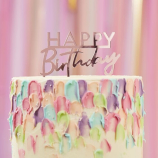 Happy Birthday Akryl Tårttopper Roséguld