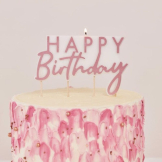 Happy Birthday Tårtljus Roséguld