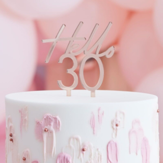 Hello 30 Akryl Tårttopper Roséguld