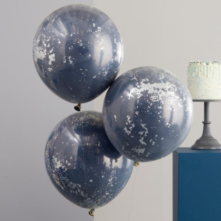 Konfettiballonger Dubbelt Lager Marinblå/Silver