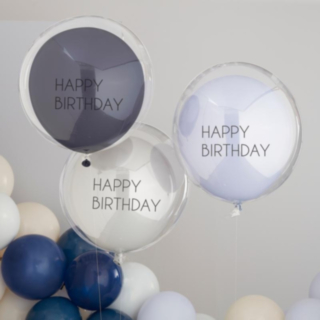 Happy Birthday Ballonger Dubbla Lager Blå