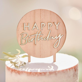 Happy Birthday Tårtdekoration Trä