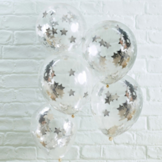 Silver Stjärnor Konfetti Ballonger