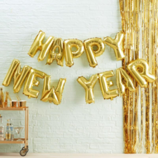 Happy New Year Folieballonger Guld