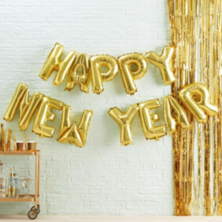 Happy New Year Folieballonger Guld