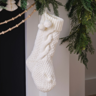 Stickad Julstrumpa Creme