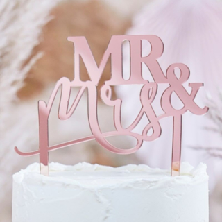 Mr & Mrs Akryl Tårttopper Roséguld