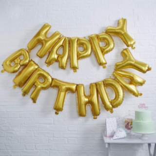 Happy Birthday Folieballonger Guld