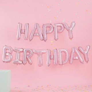 Happy Birthday Folieballonger Rosa