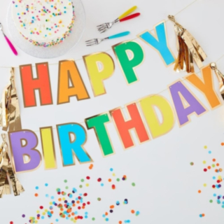 Happy Birthday Girlang Flerfärgad/Guld