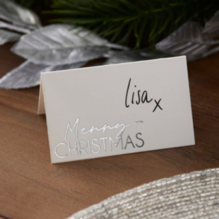 Merry Christmas Placeringskort Silver